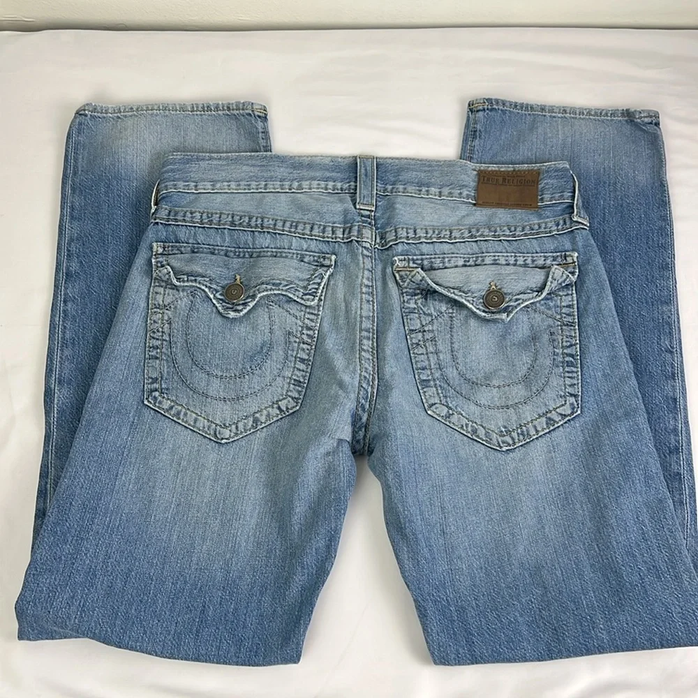 True Religion‎ Men 32 Faded Distressed Straight Flap Pockets Jean